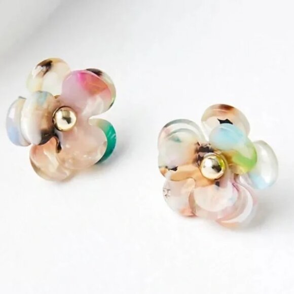 LOFT Tortoiseshell Print Flower Stud Earrings - Picture 2 of 6